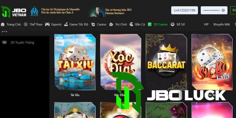 Kho game chất lượng của sảnh game 3D Casino JBO